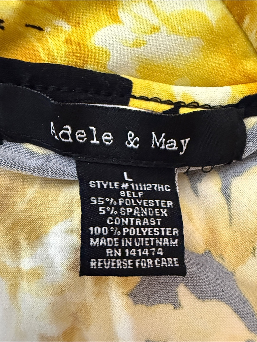 Adele & May Floral Tunic in Yellow & Black Size Large Like New - Picture 6 of 6